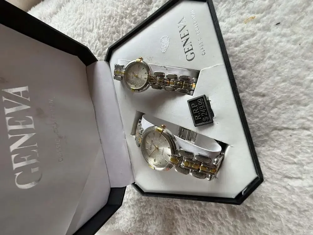 Geneva Classic Collection Matching His and Hers Quartz Wrist Watch Gift Set